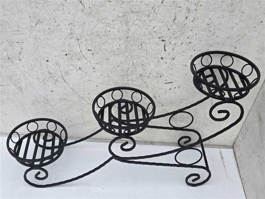 KWIETNIK STALOWY NA 3 kwiaty doniczki czarny