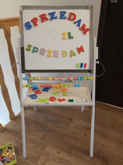 Tablica magnetyczna, kredowa dla dzieci z literkami i liczydłem