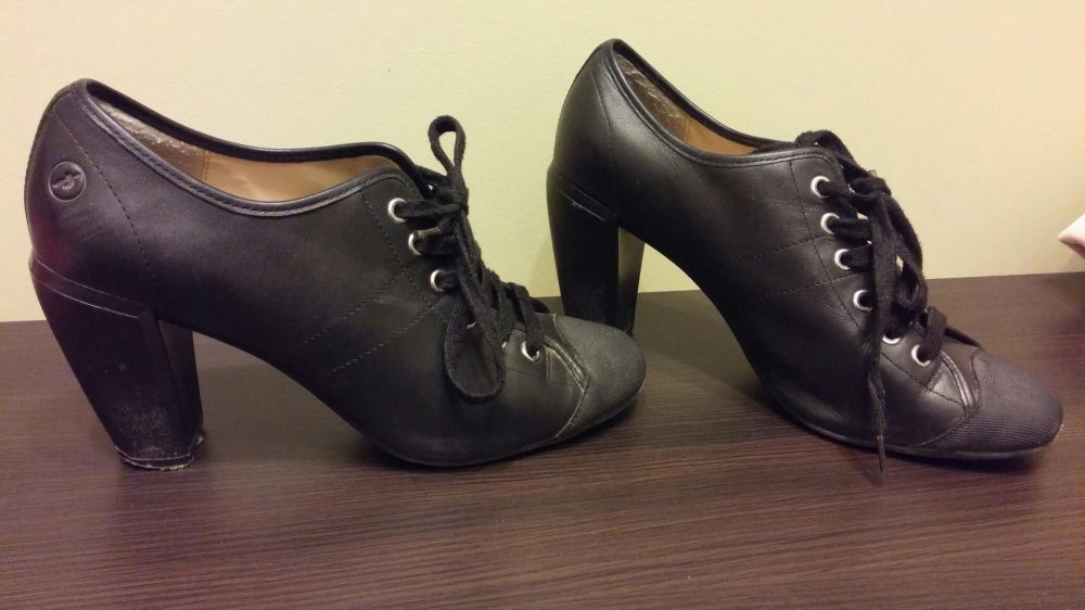 Buty Bronx roz.40 półbuty, czarne, trampki obcas słupek