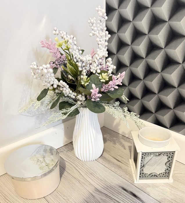 Wazon na LEGO Kwiaty Sztuczne Trawy Dekoracyjny Nowoczesny Biały 18 cm