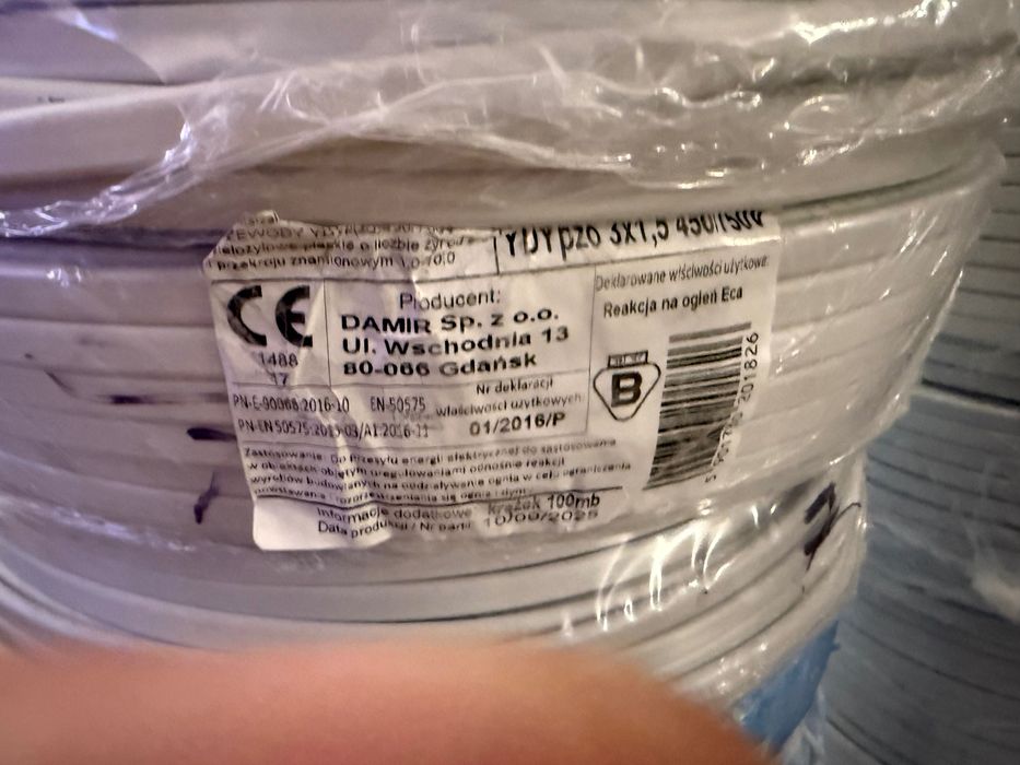 Przewód 3x1,5 płaski dwie rolki