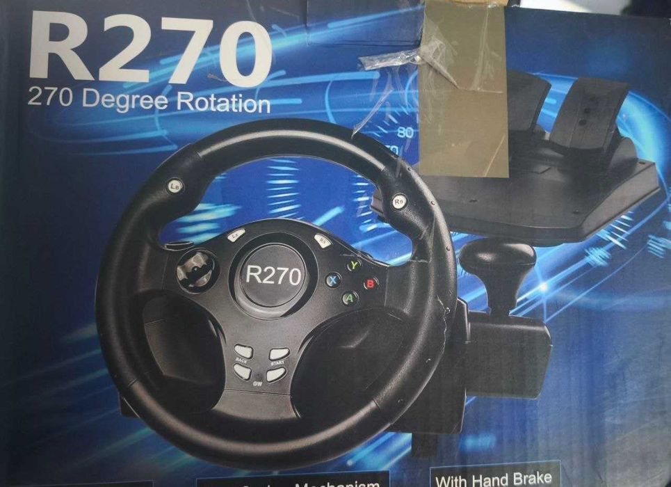 Ігрове гоночне кермо (руль) DOYO R270 з педалями та подвійною вібрацією двигуна
