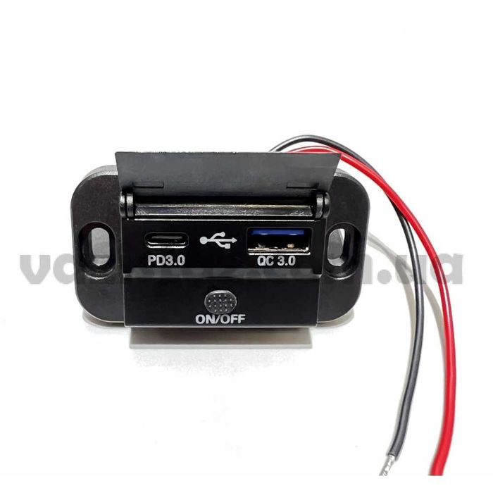 Зарядка накладная USB PD Type-C 12-24В, QC 3.0 (быстрая зарядка), 36Вт