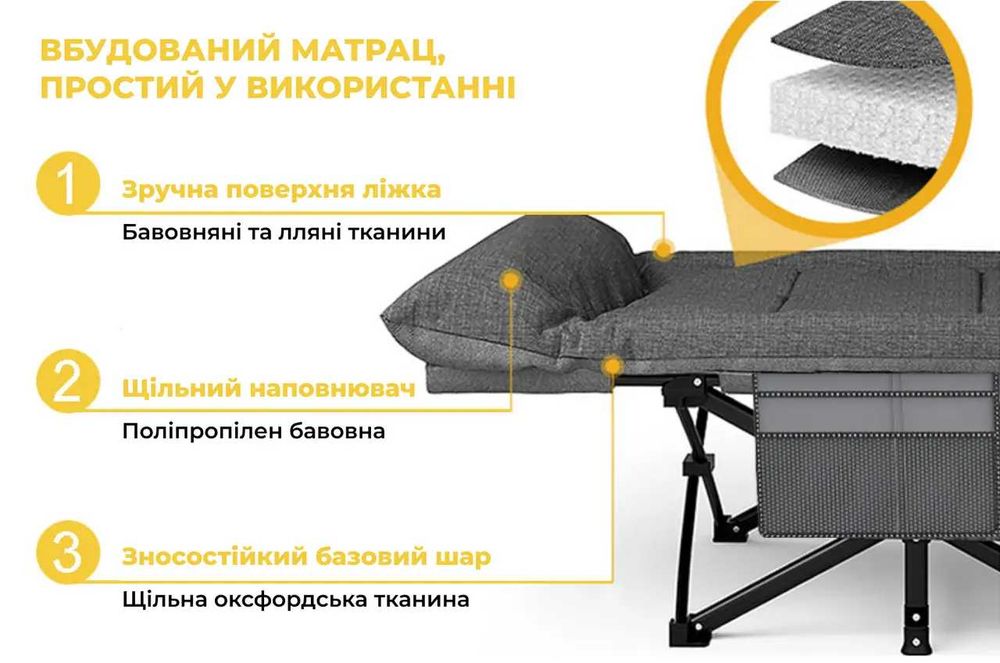 Розкладне ліжко шезлонг WCG CC-S08 + матрац і подушка