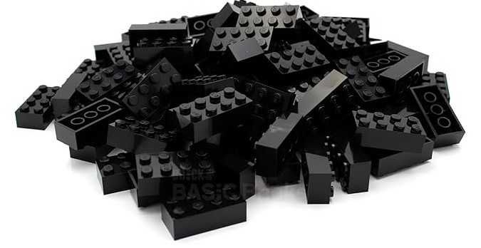 Klocki Classic czarne 2x4, LEGO 3001, kolekcja 150 sztuk nowe