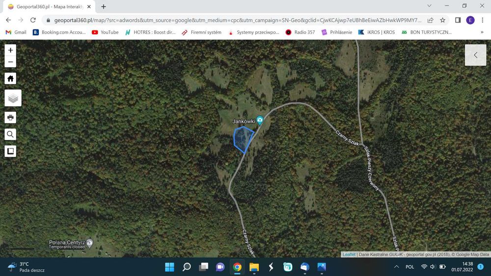 Działka w Gorcach -polana z lasem