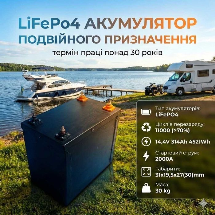 LiFePO4 акумулятор ПОДВІЙНОГО призначення