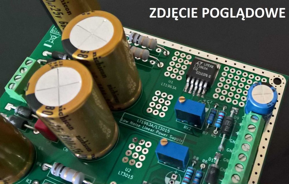 Płytka pcb - zasilacz niskoszumny symetryczny LT1963/LT3015