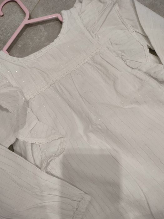 Biała koszula na święta piękna Cool Club ze srebrną nitką, stan idealn