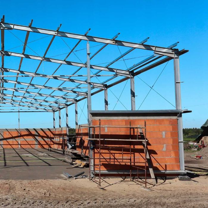 Konstrukcja Stalowa Hali Wiaty 8x48x4m DWUSPADOWA Hala Wiata