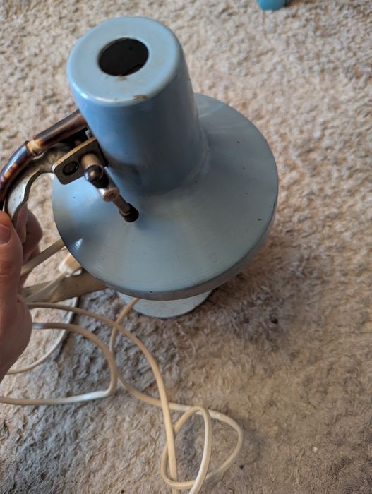 Lampka PRL błękitna biurkowa Metal-Mot