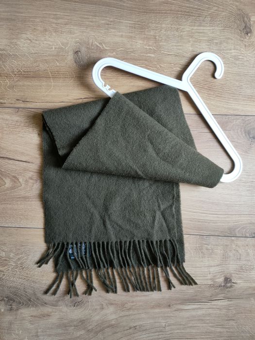 Szal szalik Laura Ashley zielony Pure New Wool 142cm x 30cm