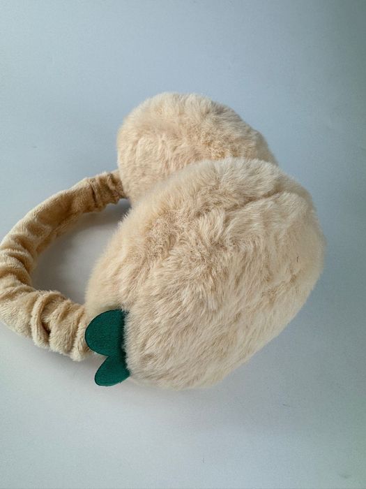 Nauszniki damskie pluszowe składane BEŻOWE