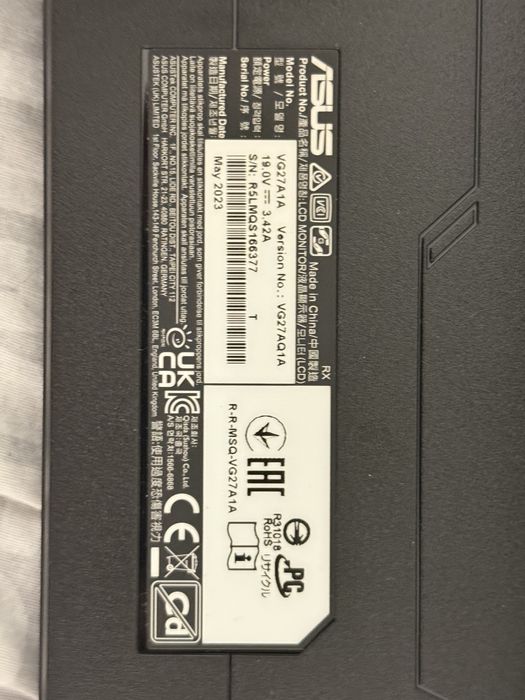 Монiтор TFT ASUS TUF Gaming VG27AQ1A + чек