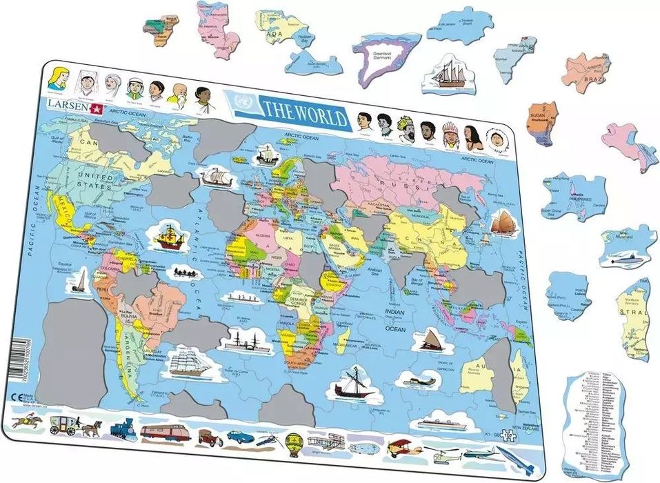 Układanka Mapa Świat polityczna Maxi. Larsen. Nowy Produkt