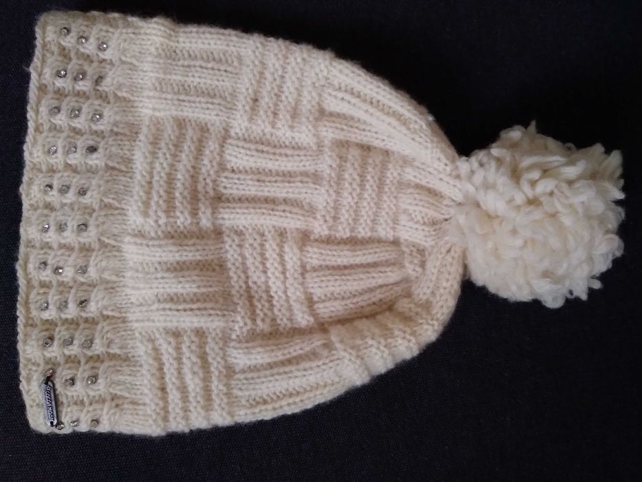 COCOA MOON , czapka damska wełniana, ecri