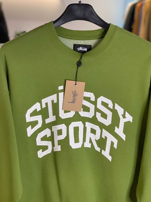 Світшот STUSSY Big Crackle Sport Crew Green