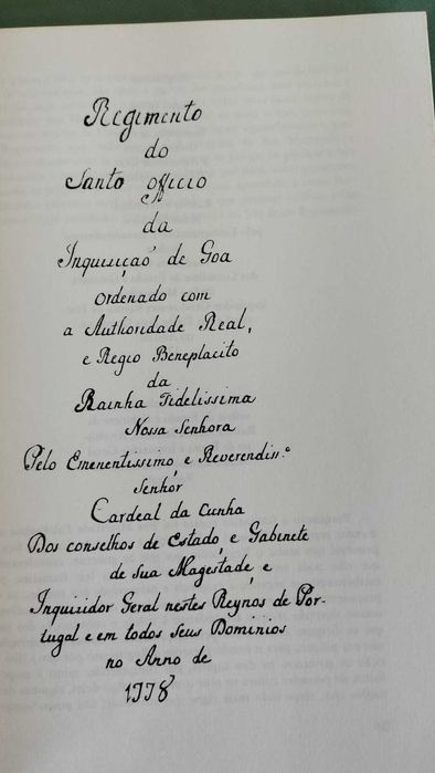 O Ultimo Regimento e o Regimento da Economia da Inquisicao de Goa (1983) | Biblioteca Nacional.