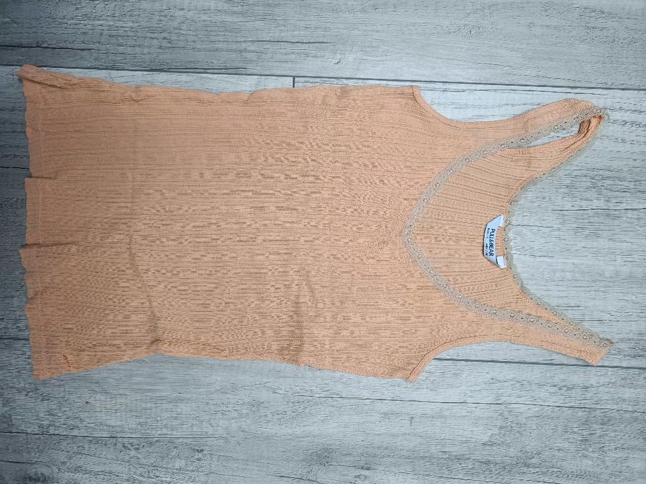 Pomarańczowa bluzka damska bez rękawów, koszulka top,  Pull&Bear, 36/S