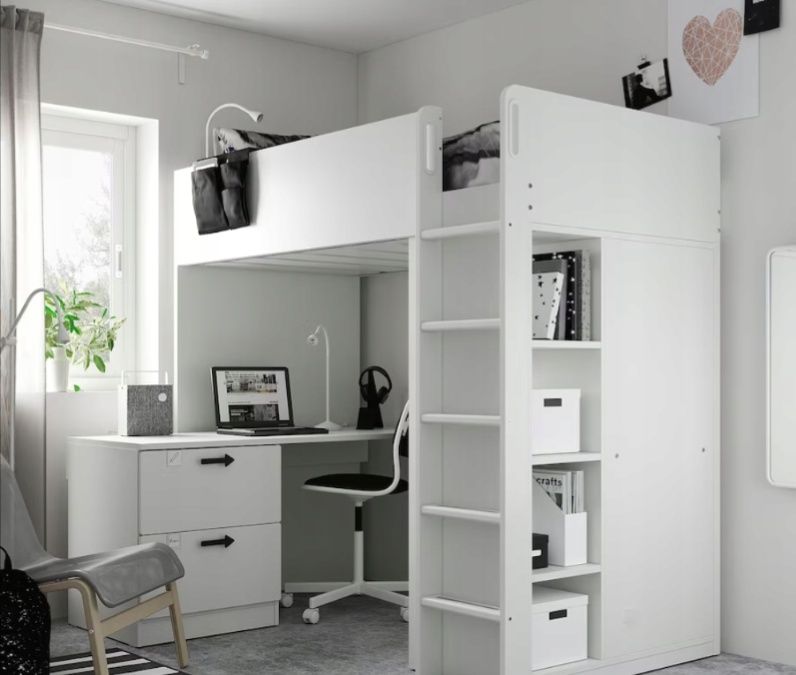 Łóżko piętrowe na antresoli Ikea Smastad