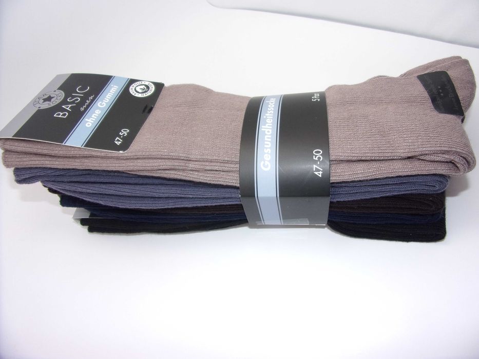 5x Skarpety męskie 100% bawełny nieuciskowe duży rozmiar 47/50 Mix kol