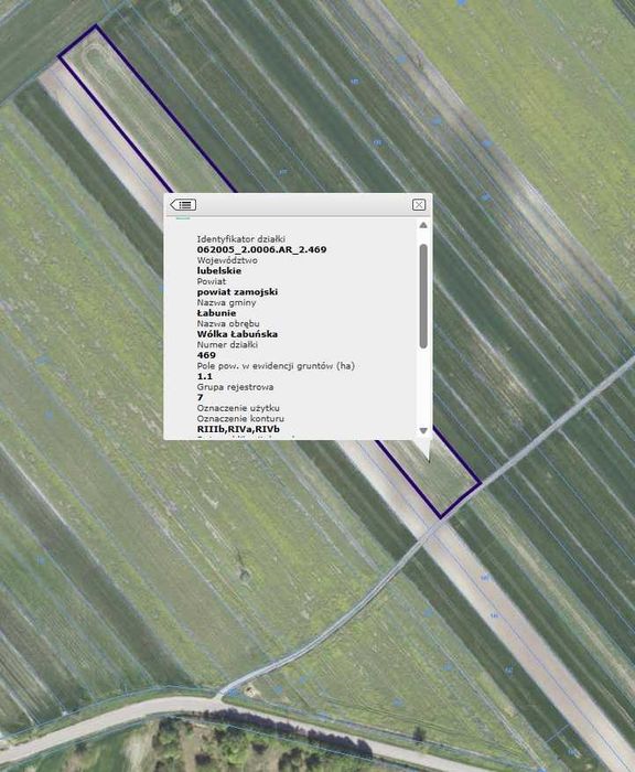 Działka rolna 1,42 ha - Wołka Łabuńska, gmina Łabunie