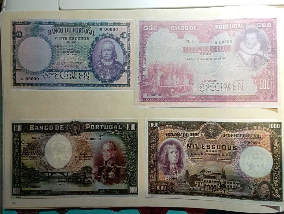 Coleção de notas e moedas do Diário de Noticias