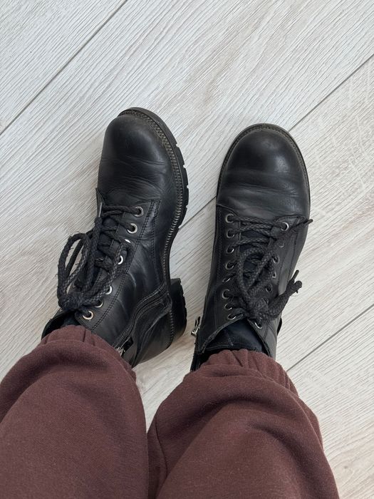 Демісезонні жіночі шкіряні чорні черевики, кожаные ботинки