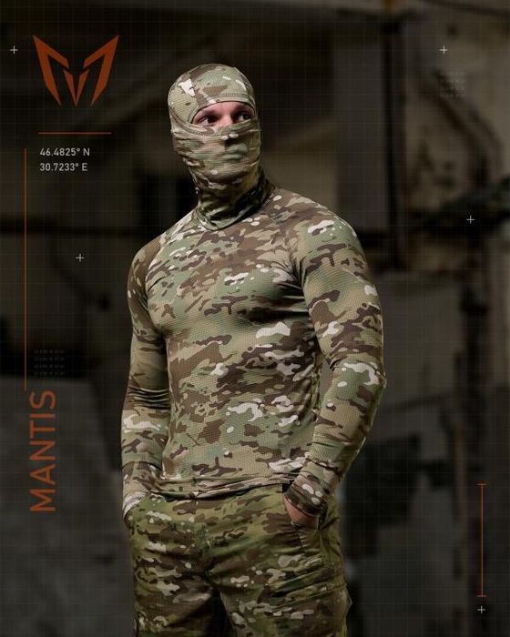 Тактичний лонгслів з балаклавою MANTIS Phantom LS Combat Shirt - Multicam для військовослужбовців під бронижеоет
