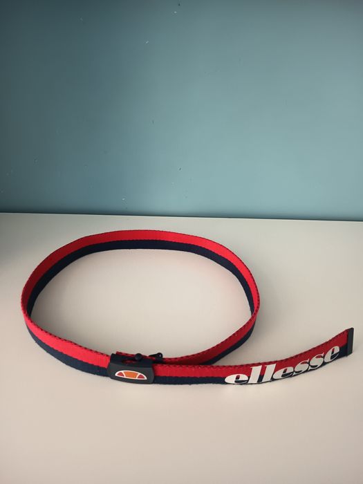 Pasek Męski Pleciony Ellesse Materialowy Webbing Belt Czerwony Granatowy