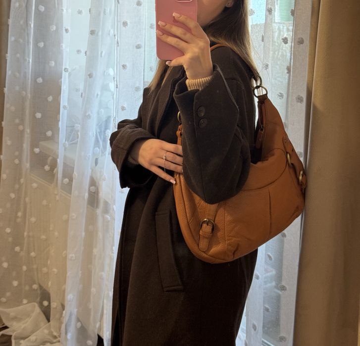 Нова шкіряна сумка в стилі бохо з косметичкою