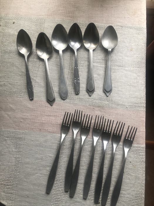 Ложки винтажные вилки ссср антиквариат столовые приборы советские приборы  Нержавеющая сталь или мельхиор