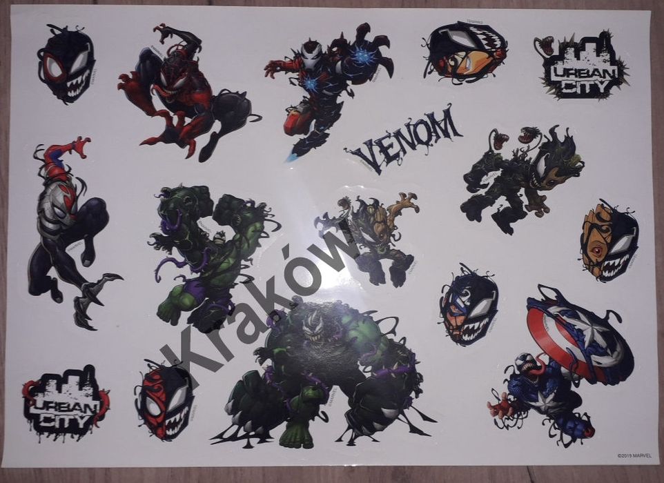 Naklejki wlepki Marvel Venom Urban City - arkusz naklejek wielkości A4