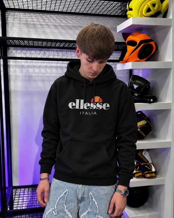 Черное Худи ELLESSE Italia — Толстовка Еллис Италия — XS S M L XL