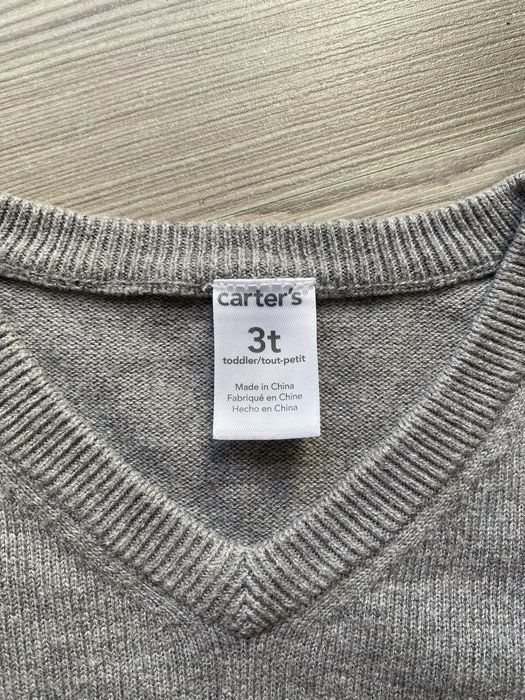 Sweter chłopięcy Carter's 3T 98/104 szary dekolt V