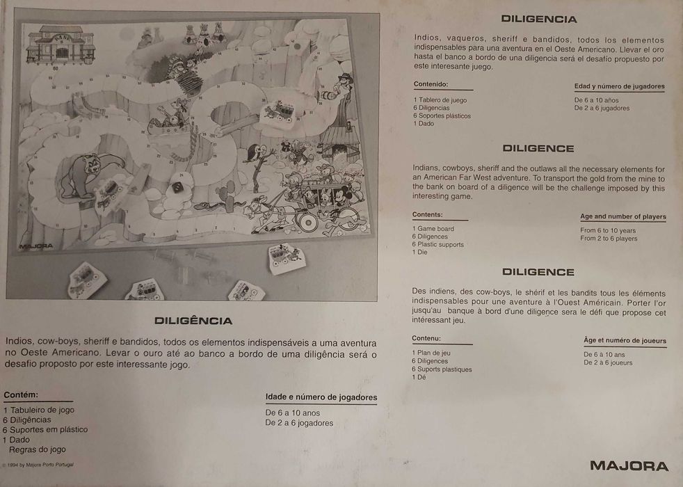 Jogo de tabuleiro vintage, DILIGÊNCIA - Majora - DISNEY - Anos 80