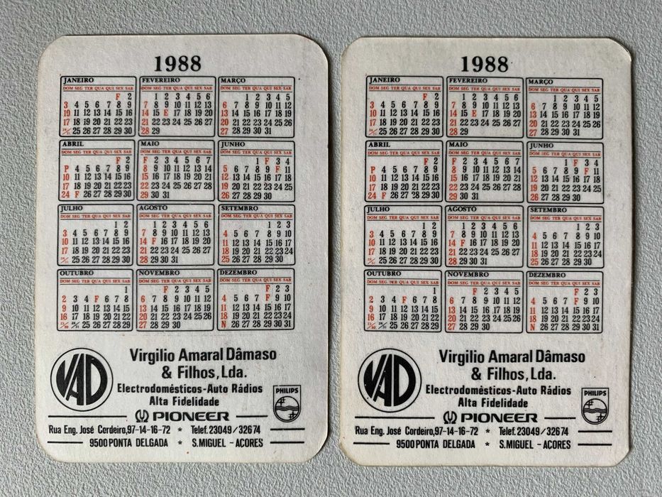 Calendários de 1988 - Pantera Cor de Rosa / Pink Panther (preço unitário)