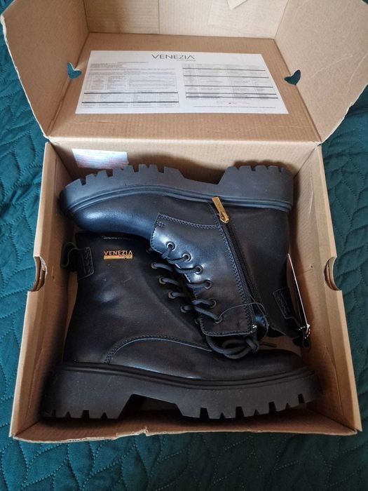 NOWE Buty VENEZIA, czarne, botki, skóra naturalna, stylowe, rozmiar 39