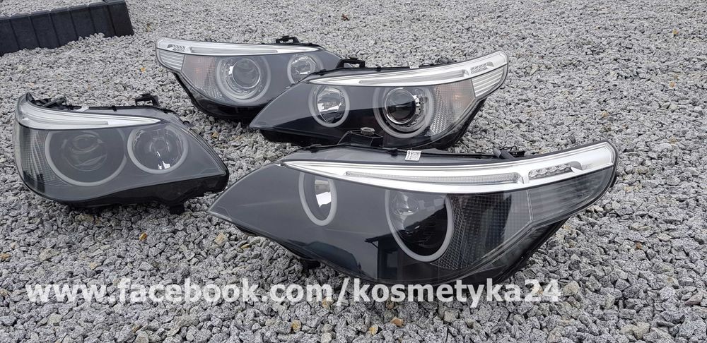 Reflektory BMW E60 E61 przedlift pre lci BI LED ringi COTTON SMD Hella
