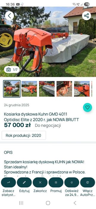 Kosiarka dyskowa KUHN GMD 3511 lift+control 2017 r.