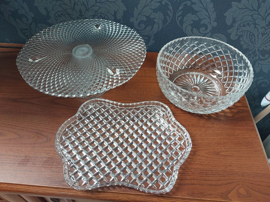 Patery PRL kryształowe 3 sztuki