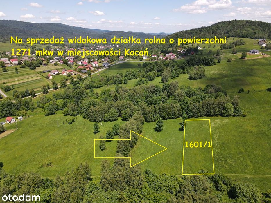Na sprzedaż widokowa działka rolna 1271 mkw w miejscowości Kocoń.