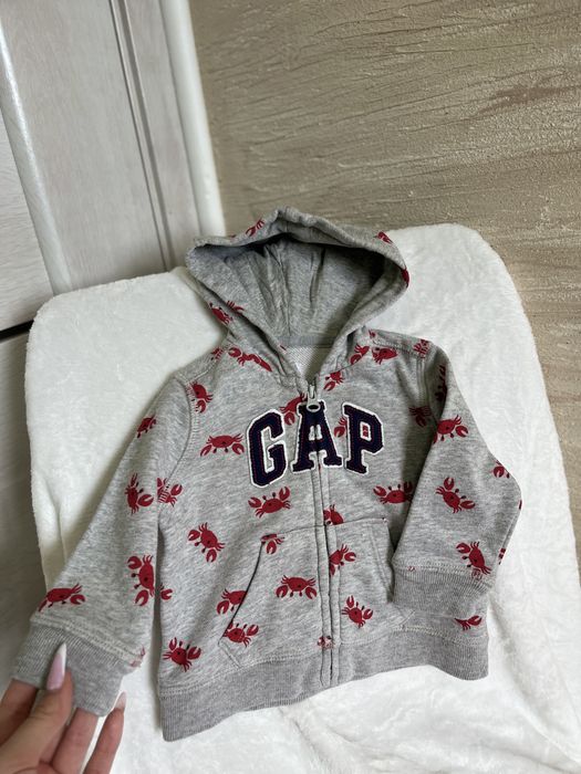 Худі Baby GAP з крабиками 3-6 міс, сірий меланж