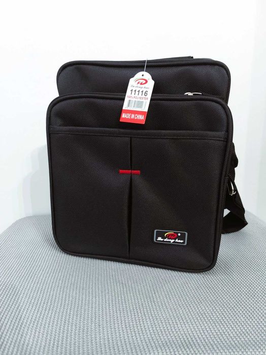 Męska torba torebka na ramię do pracy wytrzymała czarna 11116