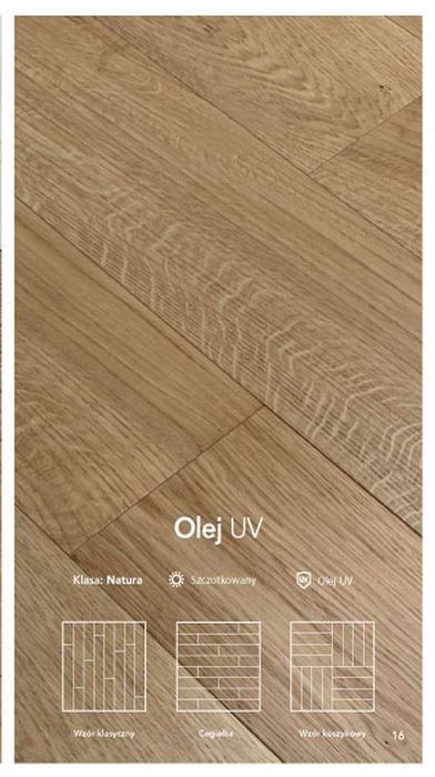 Deska podłogowa DĘBOWA,parkiet -warstwowa/lita, lakierowana,olejowana