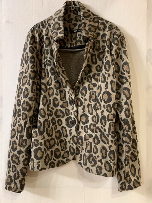 Леопардовий трикотажний піджакта ., розмір М