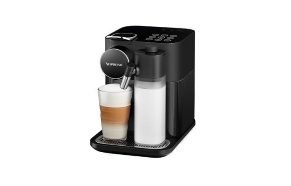 Ekspres kapsułkowy czarny automatyczny delonghi nespresso gran mleko
