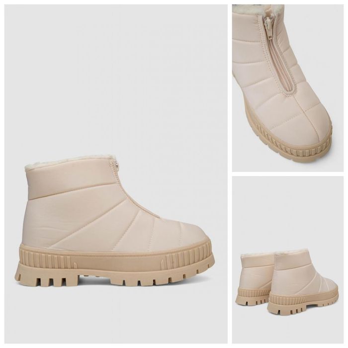 Дутики женские зимние на меху, цвет черно-бежевый, 248RCX1740