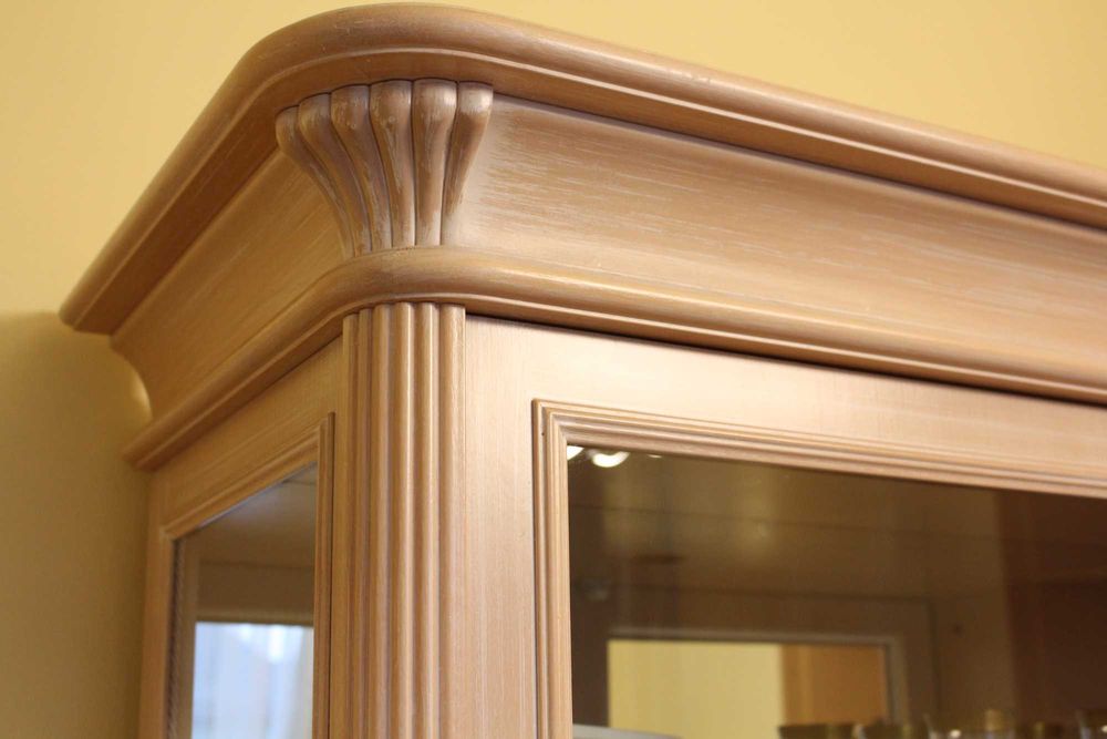 Witryna jesion przecierany drewno 215x45x190 cm