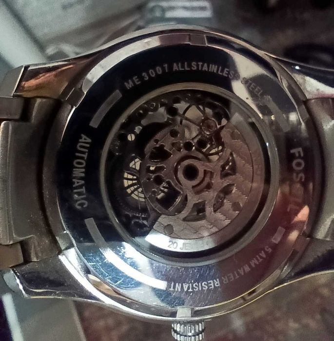 Men's Fossil Automatic Watch with Skeleton Black Dial (Model: ME3007)